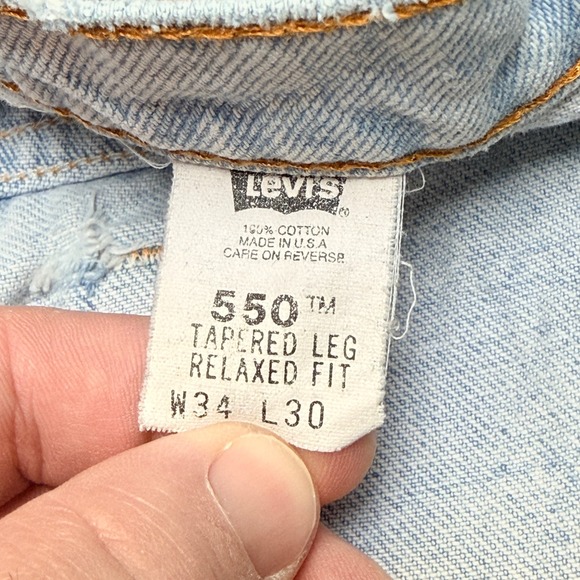 Levi's 550 Relaxed Tapered Jeans Mens 34x30 Light Wash Vintage 1994 Made in USA - Picture 5 of 9